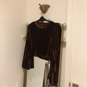 Minkpink | Velvet Bell Sleeve Top | XS but runs oversized fits a Medium